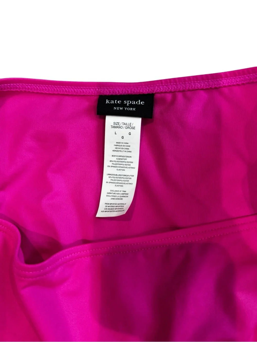 Kate Spade Swim Rosette Bandeau Top, Vivid Snapdragon  M Top L Bottom